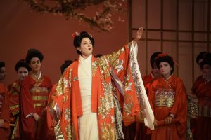An example of some of the elaborate, colourful costume designs of the geishas in Racine’s take on Puccini’s Madama Butterfly.