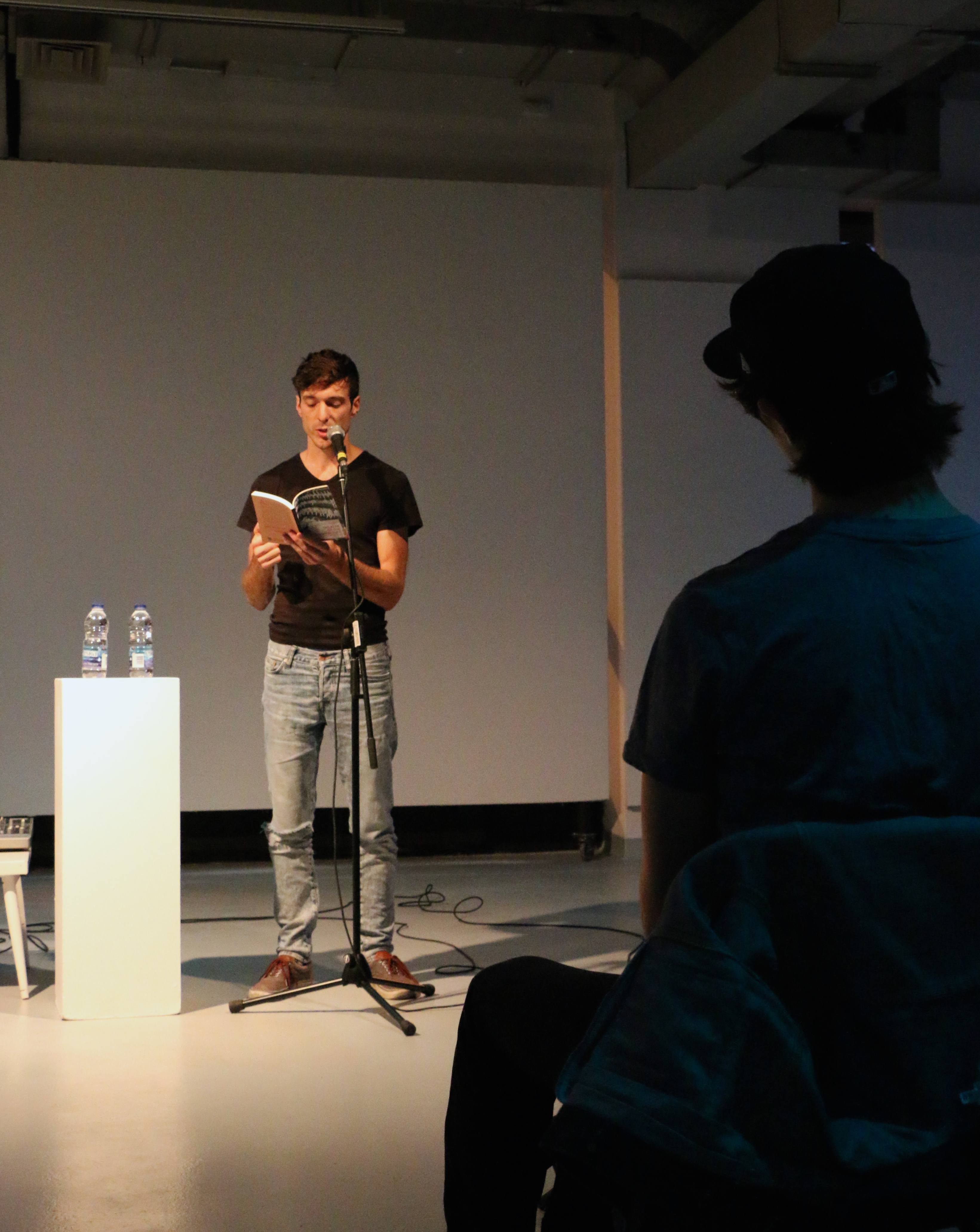 Jordan Tannahill read from Theatre of the Unimpressed on Sept. 22. Photo by Lydia Anderson.