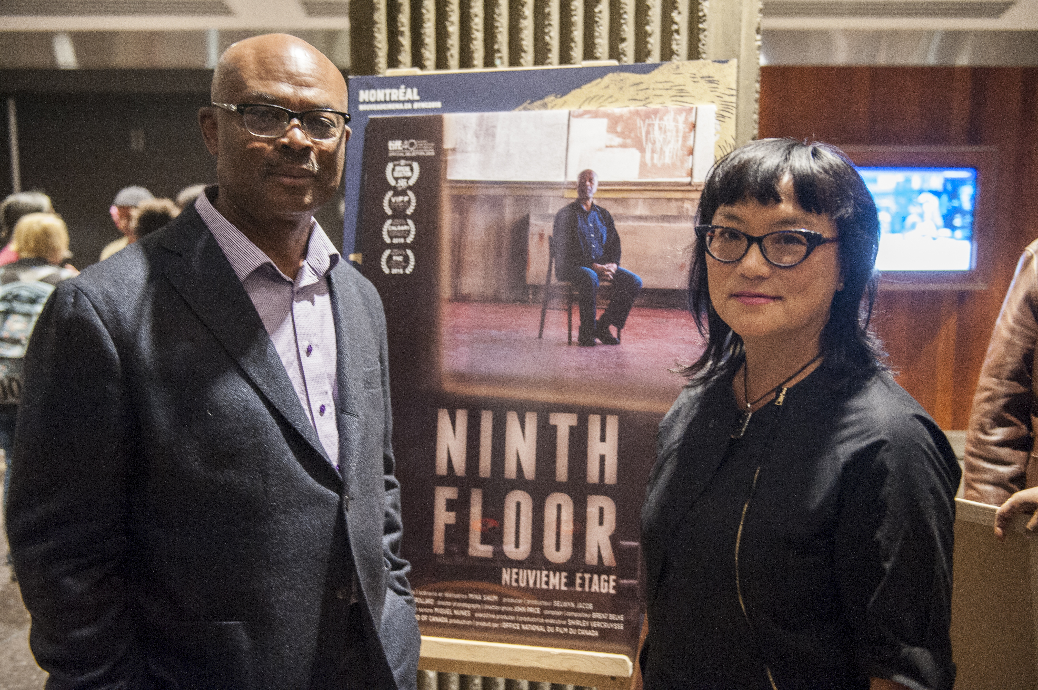 Producer Selwyn Jacob and director Mina Shum pose outside Hall Theatre following the screening. Photo by Andrej Ivanov.