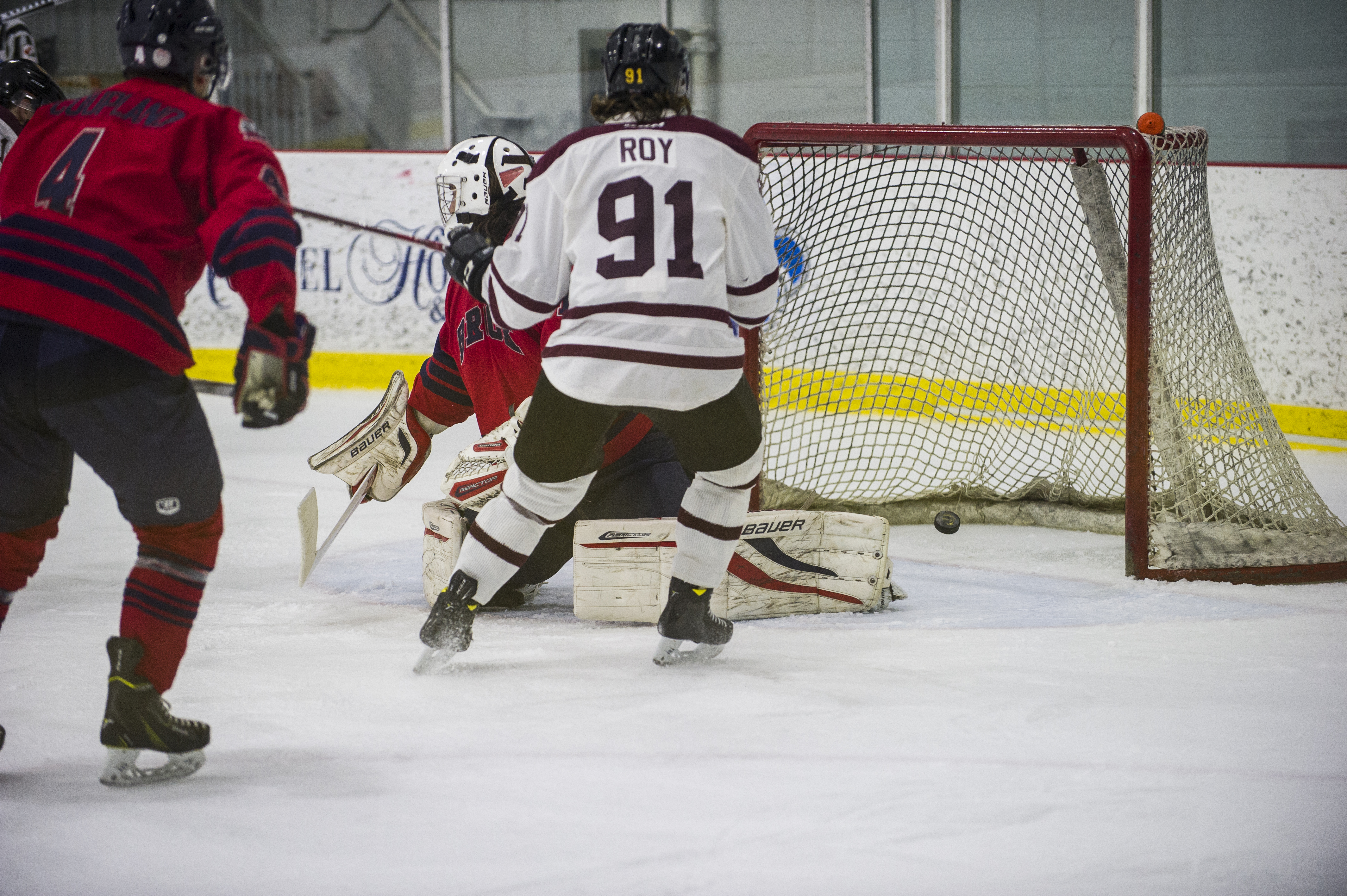 Frederic Roy of the Stingers tips in his goal during the team’s win against Brock. Photo by Andrej Ivanov.