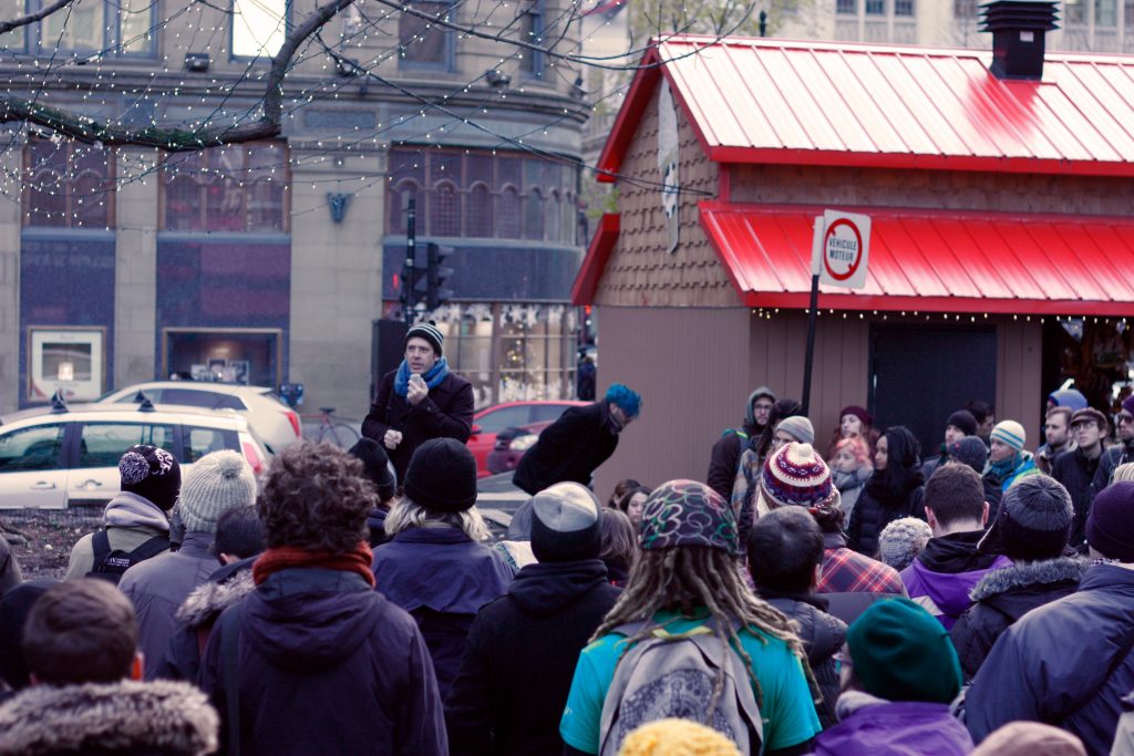 Event speaker Jamie Nicholls discusses need for mobilization against pipelines. Photo by Savanna Craig.